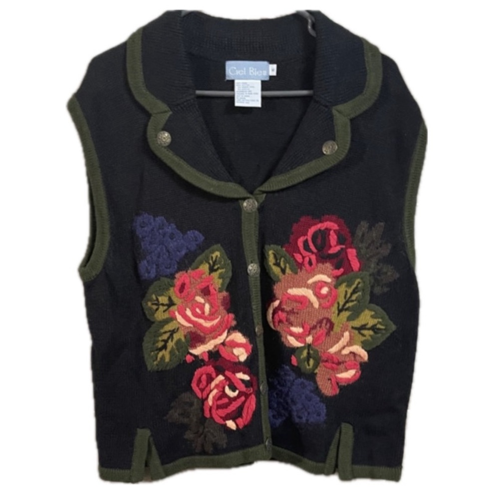 Vintage Ciel Bleu Sweater Vest embroidered